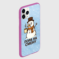 Чехол iPhone 11 Pro матовый Грустный снеговик - пора на смену, цвет: 3D-фиолетовый — фото 2