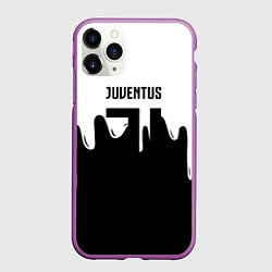 Чехол iPhone 11 Pro матовый Ювентус жидкие краски, цвет: 3D-фиолетовый