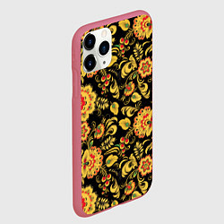 Чехол iPhone 11 Pro матовый Хохлома, цвет: 3D-малиновый — фото 2