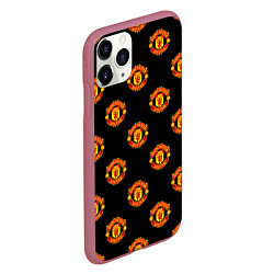 Чехол iPhone 11 Pro матовый Manchester United Pattern, цвет: 3D-малиновый — фото 2