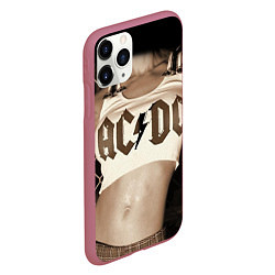 Чехол iPhone 11 Pro матовый AC/DC Girl, цвет: 3D-малиновый — фото 2