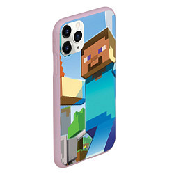 Чехол iPhone 11 Pro матовый Minecraft World, цвет: 3D-розовый — фото 2