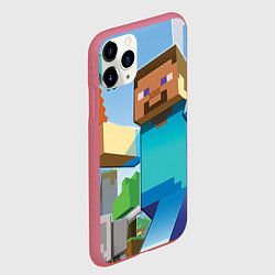 Чехол iPhone 11 Pro матовый Minecraft World, цвет: 3D-малиновый — фото 2
