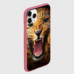 Чехол iPhone 11 Pro матовый Рык леопарда, цвет: 3D-малиновый — фото 2