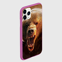 Чехол iPhone 11 Pro матовый Рык медведя, цвет: 3D-фиолетовый — фото 2