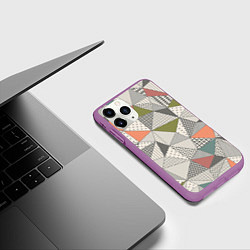 Чехол iPhone 11 Pro матовый Геометрия, цвет: 3D-фиолетовый — фото 2