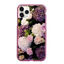 Чехол iPhone 11 Pro матовый Весенние цветы, цвет: 3D-малиновый