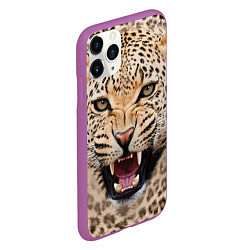 Чехол iPhone 11 Pro матовый Взгляд леопарда, цвет: 3D-фиолетовый — фото 2