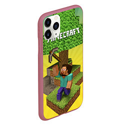 Чехол iPhone 11 Pro матовый Minecraft Tree, цвет: 3D-малиновый — фото 2