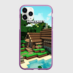 Чехол iPhone 11 Pro матовый Minecraft House, цвет: 3D-фиолетовый