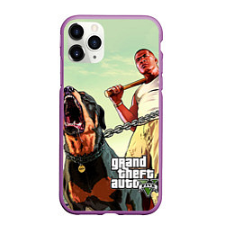 Чехол iPhone 11 Pro матовый GTA 5: Franklin Clinton, цвет: 3D-фиолетовый