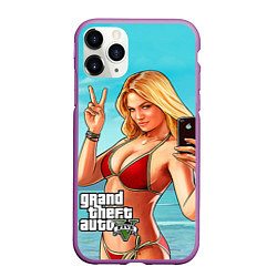 Чехол iPhone 11 Pro матовый GTA 5: Selfie Girl, цвет: 3D-фиолетовый