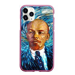 Чехол iPhone 11 Pro матовый Ленин Ван Гога, цвет: 3D-малиновый
