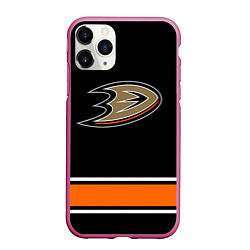 Чехол iPhone 11 Pro матовый Anaheim Ducks Selanne, цвет: 3D-малиновый