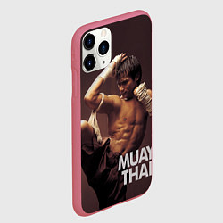 Чехол iPhone 11 Pro матовый Муай тай боец, цвет: 3D-малиновый — фото 2