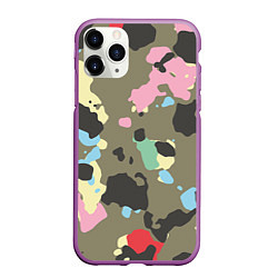Чехол iPhone 11 Pro матовый Камуфляж: микс цветов, цвет: 3D-фиолетовый