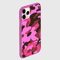 Чехол iPhone 11 Pro матовый Камуфляж: розовый/коричневый, цвет: 3D-фиолетовый — фото 2