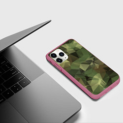 Чехол iPhone 11 Pro матовый Полигональный камуфляж, цвет: 3D-малиновый — фото 2