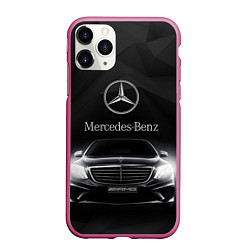 Чехол iPhone 11 Pro матовый Mercedes, цвет: 3D-малиновый