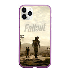 Чехол iPhone 11 Pro матовый Fallout City, цвет: 3D-фиолетовый