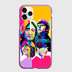 Чехол iPhone 11 Pro матовый The Beatles: Poly-art, цвет: 3D-фиолетовый