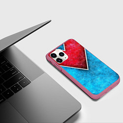 Чехол iPhone 11 Pro матовый Grunge superhero line - геометрические линии, цвет: 3D-малиновый — фото 2
