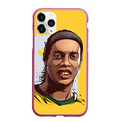 Чехол iPhone 11 Pro матовый Ronaldinho Art, цвет: 3D-малиновый