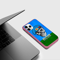 Чехол iPhone 11 Pro матовый Череп: ВДВ, цвет: 3D-малиновый — фото 2