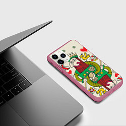 Чехол iPhone 11 Pro матовый Червовый король, цвет: 3D-малиновый — фото 2