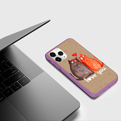 Чехол iPhone 11 Pro матовый Влюбленные котики, цвет: 3D-фиолетовый — фото 2