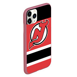 Чехол iPhone 11 Pro матовый New Jersey Devils, цвет: 3D-малиновый — фото 2