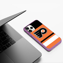 Чехол iPhone 11 Pro матовый Philadelphia Flyers, цвет: 3D-фиолетовый — фото 2