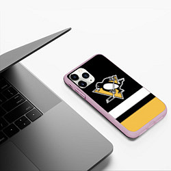 Чехол iPhone 11 Pro матовый Pittsburgh Penguins: Black, цвет: 3D-розовый — фото 2