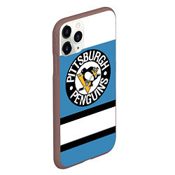 Чехол iPhone 11 Pro матовый Pittsburgh Penguins: White, цвет: 3D-коричневый — фото 2