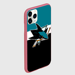 Чехол iPhone 11 Pro матовый San Jose Sharks, цвет: 3D-малиновый — фото 2