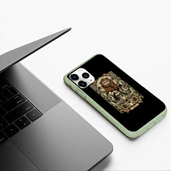 Чехол iPhone 11 Pro матовый Лев, цвет: 3D-салатовый — фото 2