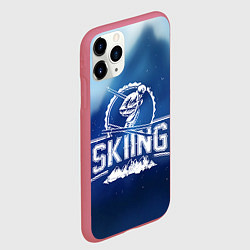 Чехол iPhone 11 Pro матовый Лыжный спорт, цвет: 3D-малиновый — фото 2