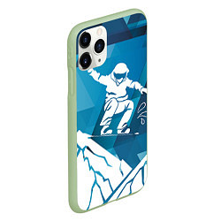 Чехол iPhone 11 Pro матовый Горы и сноубордист, цвет: 3D-салатовый — фото 2