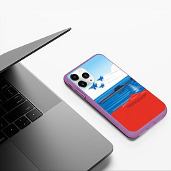 Чехол iPhone 11 Pro матовый Россия: Триколор армии, цвет: 3D-фиолетовый — фото 2