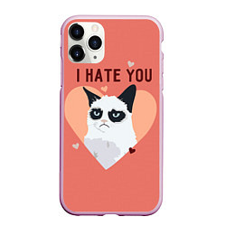 Чехол iPhone 11 Pro матовый I hate you, цвет: 3D-розовый