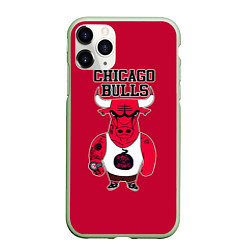 Чехол iPhone 11 Pro матовый Chicago bulls, цвет: 3D-салатовый