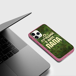 Чехол iPhone 11 Pro матовый Лучший в мире папа, цвет: 3D-малиновый — фото 2