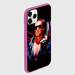 Чехол iPhone 11 Pro матовый Терминатор с пистолетом, цвет: 3D-фиолетовый — фото 2