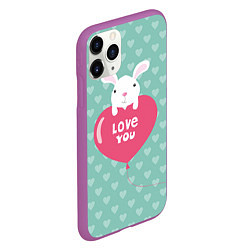 Чехол iPhone 11 Pro матовый Rabbit: Love you, цвет: 3D-фиолетовый — фото 2