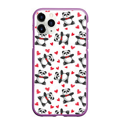 Чехол iPhone 11 Pro матовый Любимые панды, цвет: 3D-фиолетовый
