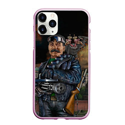 Чехол iPhone 11 Pro матовый Сталин военный, цвет: 3D-розовый