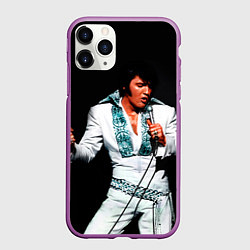 Чехол iPhone 11 Pro матовый Элвис поет, цвет: 3D-фиолетовый