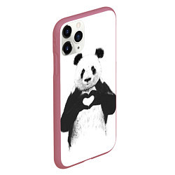 Чехол iPhone 11 Pro матовый Panda Love, цвет: 3D-малиновый — фото 2