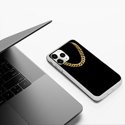 Чехол iPhone 11 Pro матовый Золотая цепь, цвет: 3D-белый — фото 2