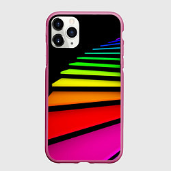 Чехол iPhone 11 Pro матовый Радужная лестница, цвет: 3D-малиновый